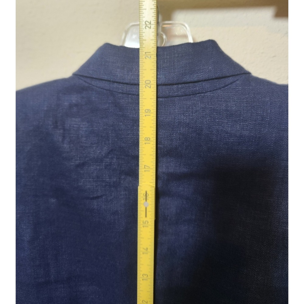 NWT‎ Blue Linen Blazer 1 Button Notch Lapel Coastal Grandma Academia Nautical PS - Picture 12 of 12